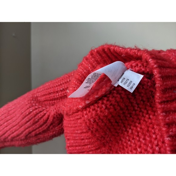 Red cable knit sweater, mock neck. Loft sz Medium. Holiday sweater - Picture 8 of 8